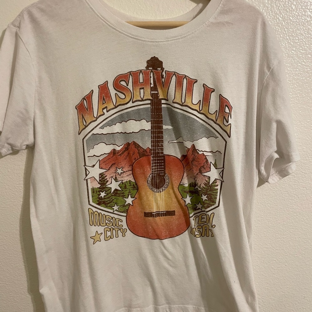 Time and Tru White Nashville Graphic Tee